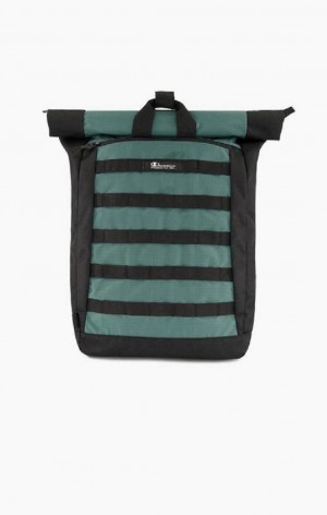 Champion Jacquard Logo Ripstop Coated Backpack Miesten Laukut Vihreä | 1847-EBDJA