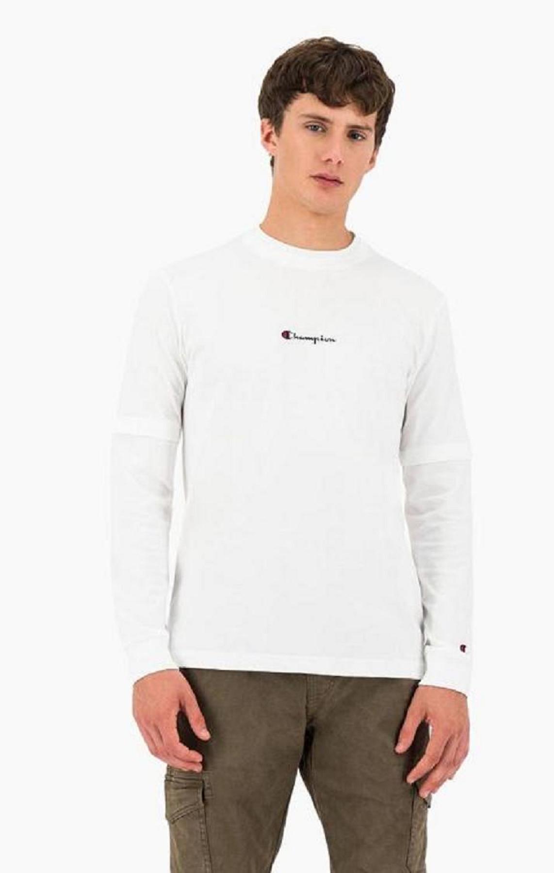 Champion Layered Small Script Logo T-Shirt Miesten T Paidat Valkoinen | 9786-CUQVH