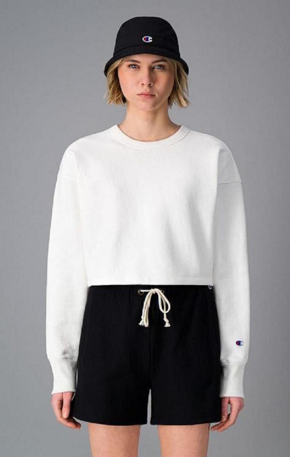 Champion Cropped Reverse Weave Sweatshirt Naisten Puserot Valkoinen | 7519-BYSEP