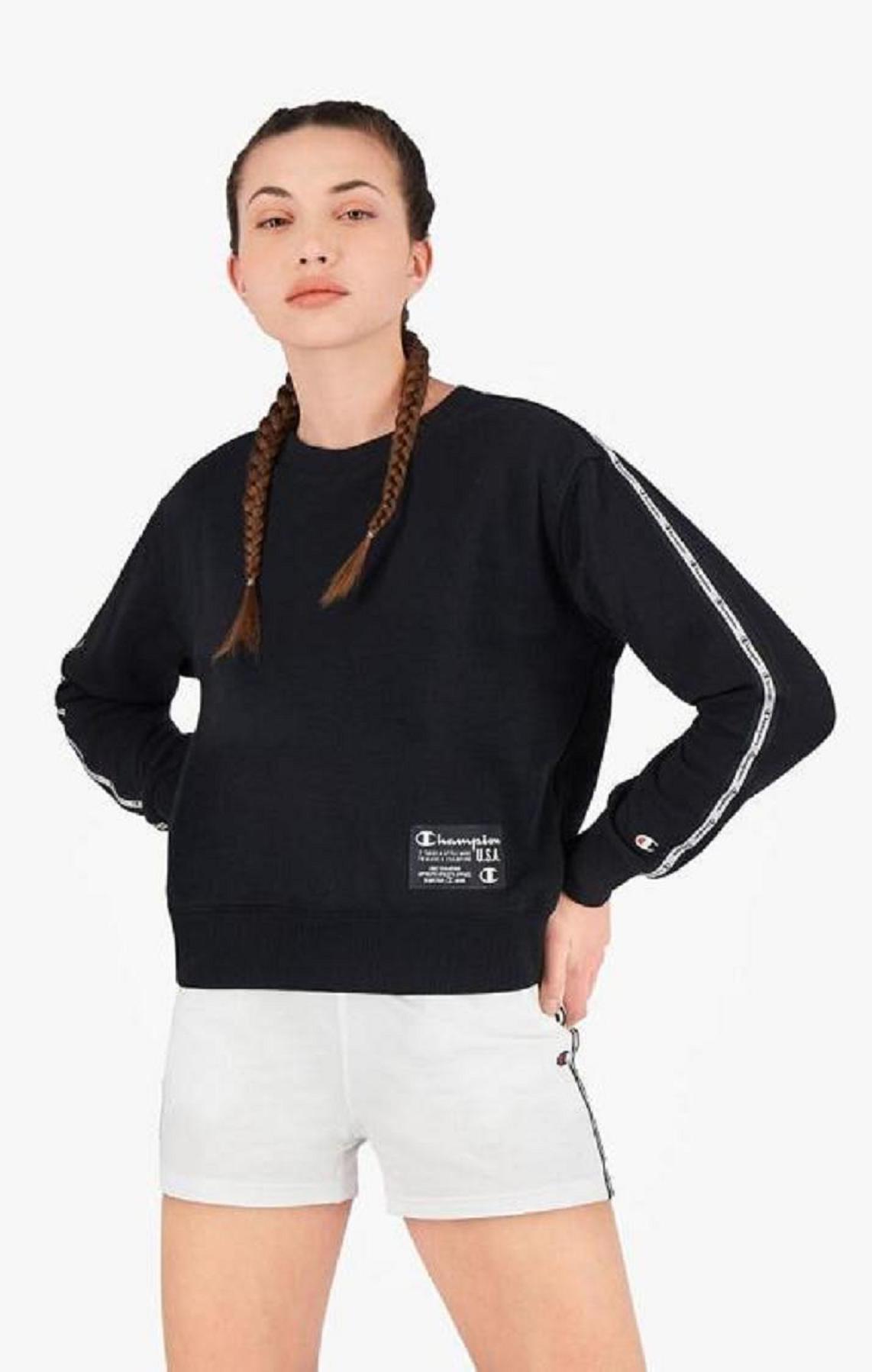 Champion USA Cropped Sweatshirt Naisten Puserot Mustat | 8097-LZFOY