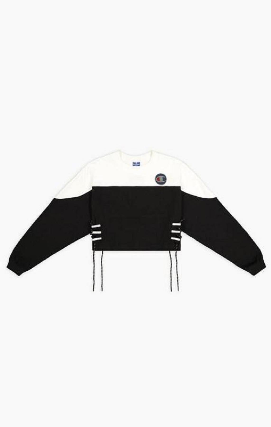 Champion Pitsi Up Side Colour Block Copped Sweatshirt Naisten Puserot Mustat Valkoinen | 8625-AFYES