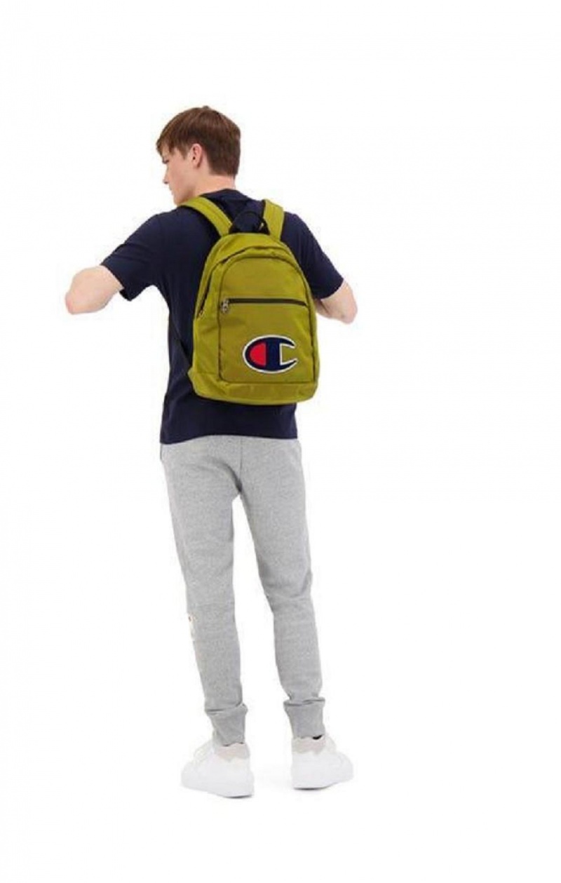 Champion Chenille C Patch Faux Nahkaiset Backpack Miesten Laukut Kultaiset | 3520-VNSWU