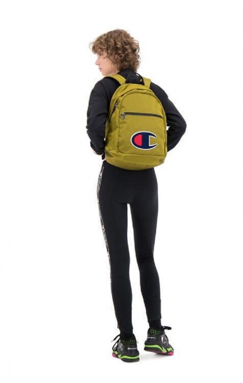 Champion Chenille C Patch Faux Nahkaiset Backpack Miesten Laukut Kultaiset | 3520-VNSWU