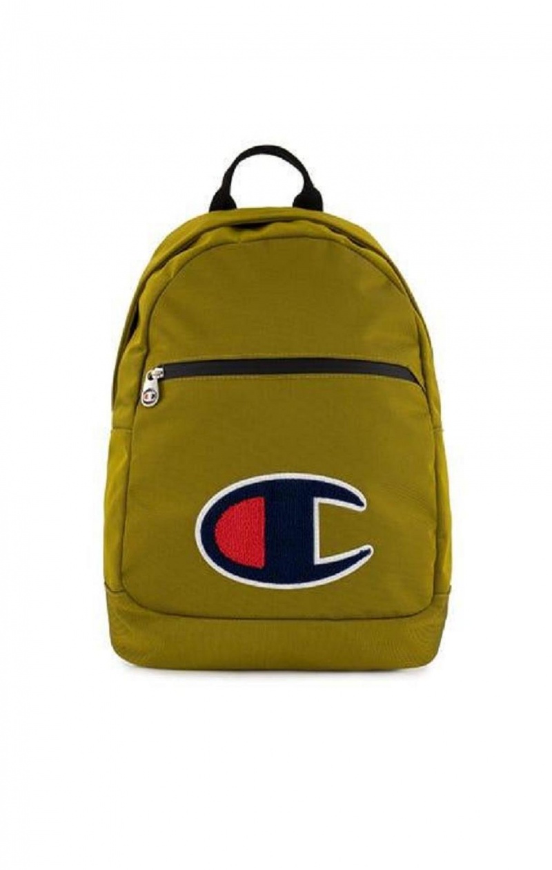 Champion Chenille C Patch Faux Nahkaiset Backpack Miesten Laukut Kultaiset | 3520-VNSWU