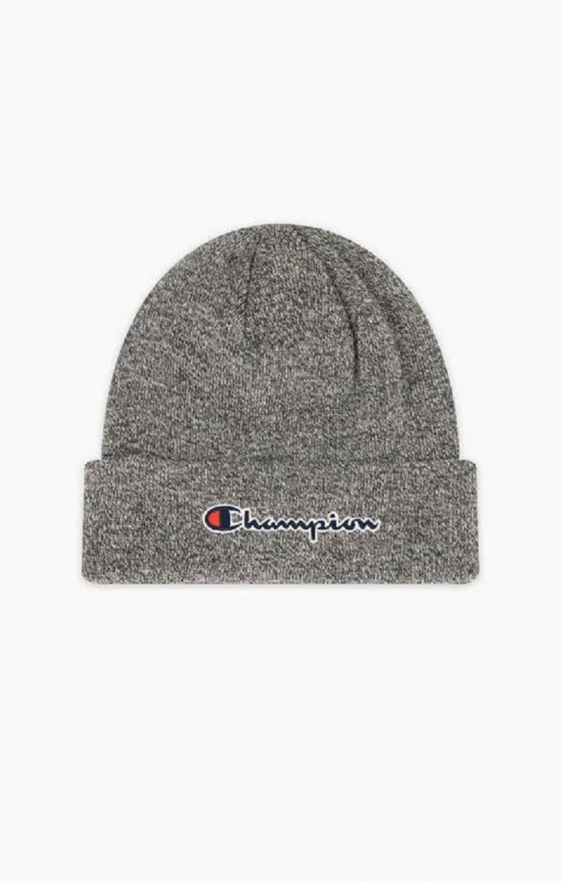 Champion Embroidered Script Logo Beanie Hat Miesten Hatut Tummanharmaat | 3641-LSPCE