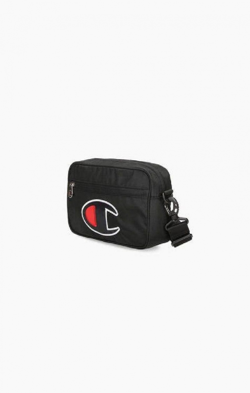 Champion Satin C Logo Patch Shoulder Bag Miesten Laukut Mustat | 1980-MKHPB